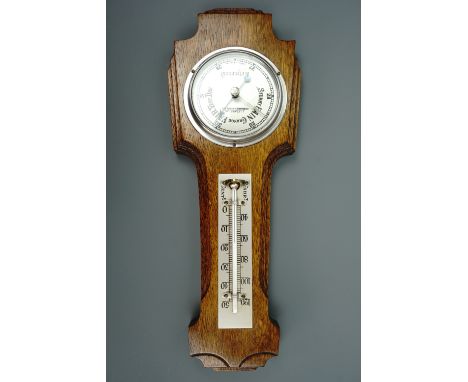 A J Lizars Ltd oak barometer, circa 1930s, 33 cm high
