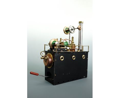 A Reeves Master Twin model double acting oscillating two-cylinder live steam engine and boiler, 28 cm