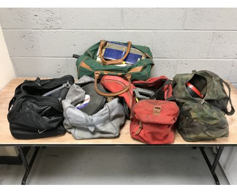 Five holdalls of assorted hand and power tools, extension leads 