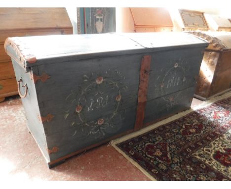 A 19th century painted shipping trunk 