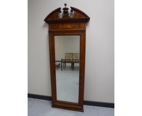 A 19th century mahogany and walnut wall dressing mirror CONDITION REPORT: Some pieces of moulding missing from pediment, one 