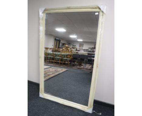 A Victorian style cream framed mirror, glass 150cm by 90cm
