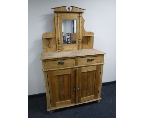 A Victorian pine mirror back sideboard