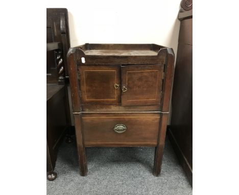 A Georgian inlaid mahogany step commode, width 48 cm. 