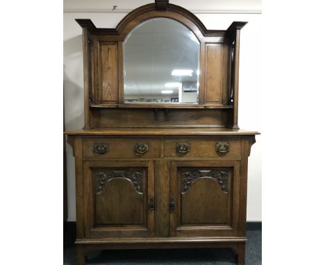An oak Arts and Crafts mirror back sideboard