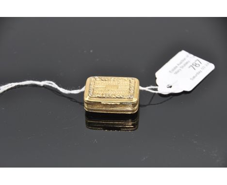 English sterling silver vinaigrette, Birmingham 1817 (t), maker John Lawrence &amp; Co (JL), gilt throughout, engine-turned d