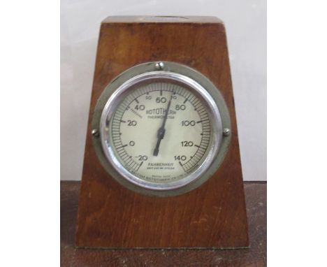 A Rototherm Thermometer, with plaque From The Teak of H.M.S Sirdar, height 5ins