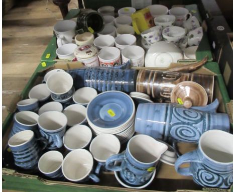 Two boxes of china to include Rye pottery&nbsp;