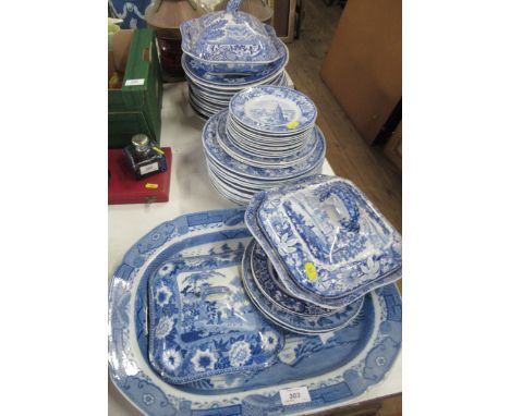 A collection of 19th and 20th century blue and white dinner ware, to include Wedgwood Fallow deer, Metropolitan Scene Bow Bri