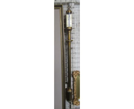 J.J.B.L.M 16a22 R.N Desterro Lisbon, a brass ships barometer, with silvered dial, height 38ins