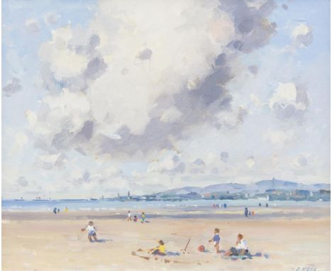 David Hone PPRHA (b.1928)Children Playing on Sandymount StrandOil on board, 20 x 25cm (8 x 9¾'')Signed