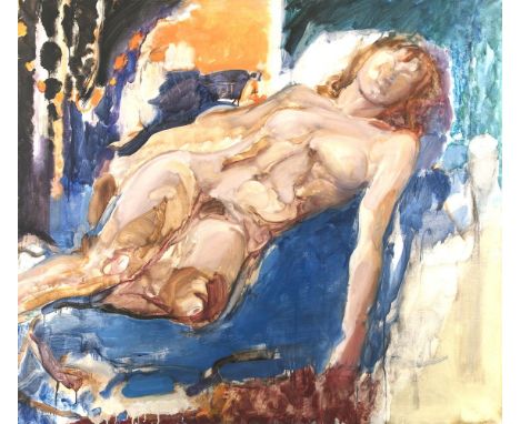 Barrie Cooke HRHA (1931-2014)Blue NudeOil on canvas, 105 x 120cm (41¼ x 47¼'')Inscribed by the artist verso 'Blue Nude, Barri