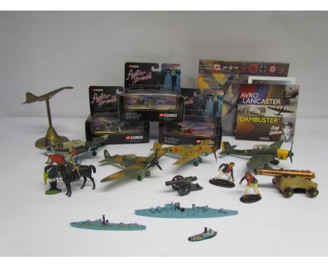 Boxed diecast military aircraft to include Corgi Fighter Scramble CS90017 P-51D Mustang Bomber Escort, CS90019 Supermarine Sp