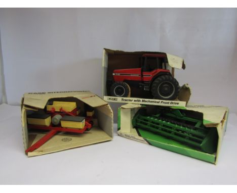 Three boxed ERTL 1:16 scale diecast farm models to include 619 Case International Tractor With Front Mechanical Drive (box to