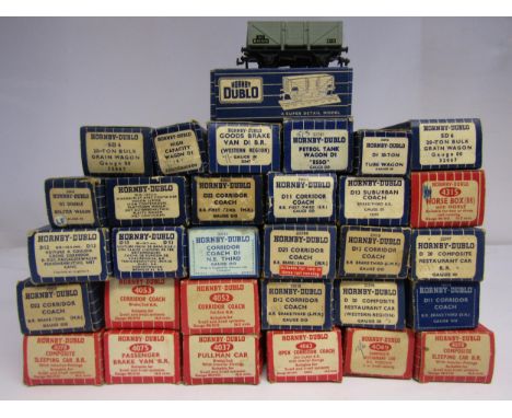 A collection of boxed Hornby Dublo 00 gauge passenger coaches and rolling stock to include 4049 Composite Restaurant Car, 407