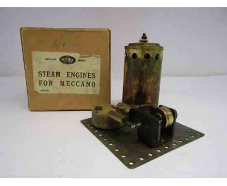 A boxed Wormar for Meccano live steam stationary engine with vertical brass boiler 