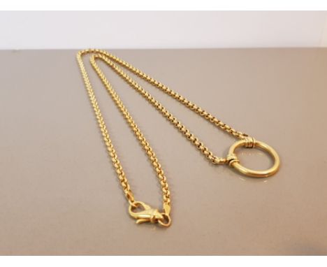 GOLD 18CT BELCHER CHAIN WITH FIXED HOOP PENDANT 22.7G SIZE 66CMS