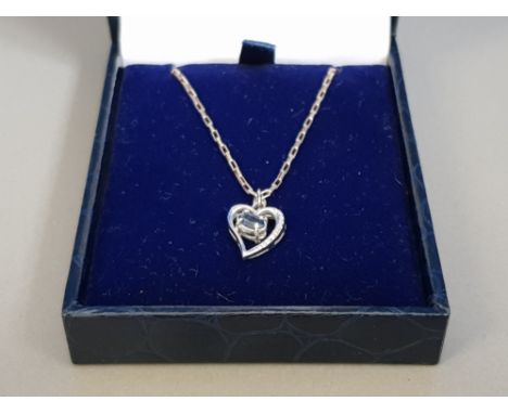 SILVER AND SAPPHIRE PENDANT AND CHAIN