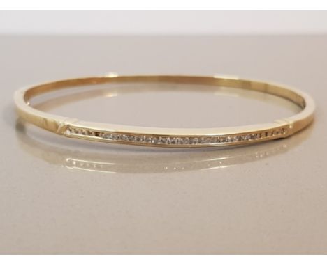 9CT GOLD DIAMOND BANGLE 9.3G 6CMS WIDE