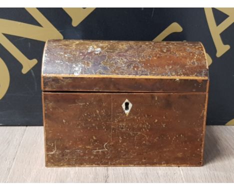 EARLY 19TH CENTURY MAHOGANY DOME TOP TEA CADDY