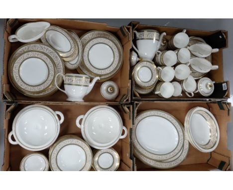 A large collection of pottery to include Minton Aragon dinner service to include tea set, coffee set, tureens , servers, dinn