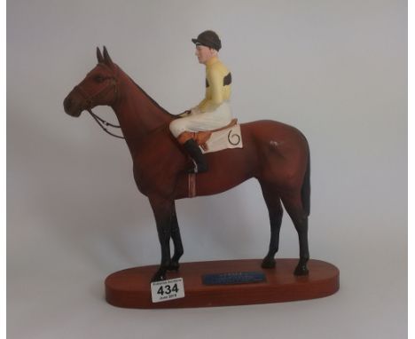 Beswick connoissuer model of Arkle with Pat Taaffe up on wood base ( horses legs repaired)