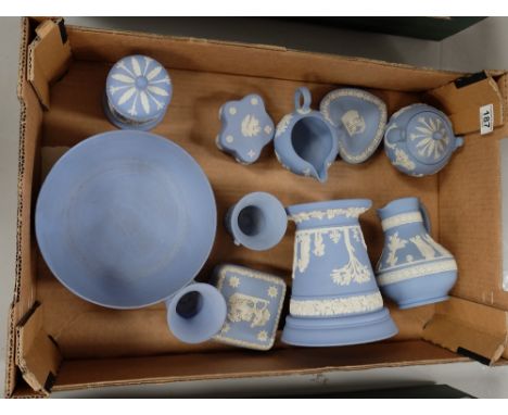 A collection of Wedgwood jasperware to include large vases, fruit bowls, trinket boxes, jugs etc (11)