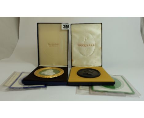 Wedgwood black basalt medallion of Admiral of the Fleet the Earl Mountbatten of Burma and Wedgwood white and green jasper fra