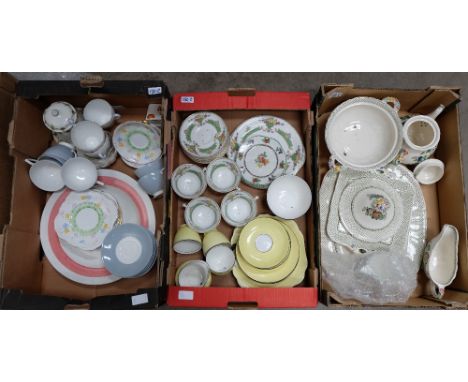 A Collection of pottery to include Dudson plates, cups, Grafton china items, Masons teapot, tureen, server plate, sandwich pl