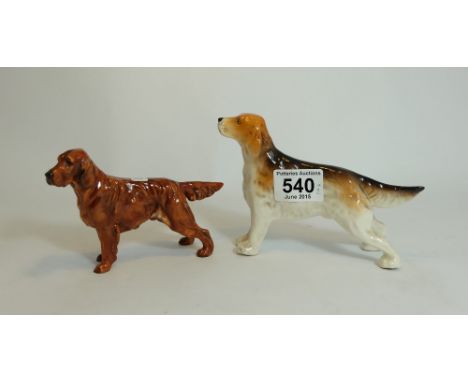 Royal Doulton small red setter HN1056, Cromdale pottery Hound and model of seated Doe (3)