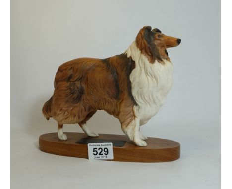 Beswick connoisseur model of a rough collie on wood base 2581