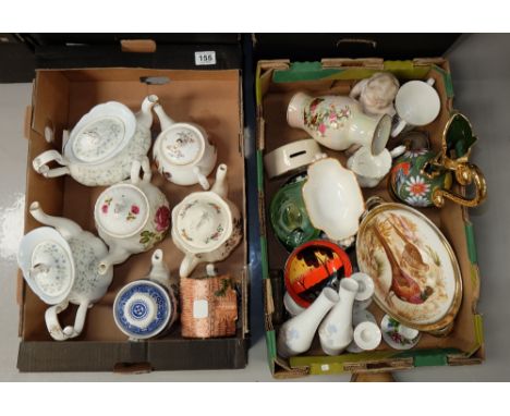 A collection of pottery to include Royal Albert Caroline tea and coffee pots, small piano baby, Wedgwood tropical garden teap