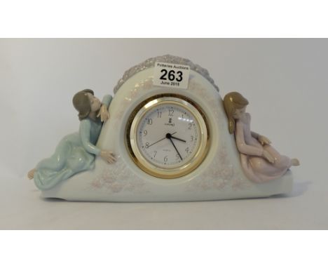 Lladro Two Sisters mantle Clock 5776 , Vincente Martinez 1991