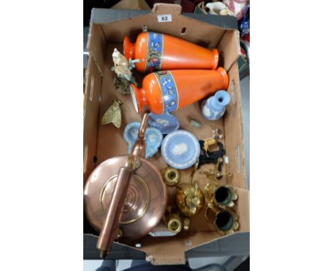A collection of items including Victorian Copper Kettle , various brass ware, Jessica Van Halen model of Koala Bears, pair Ru