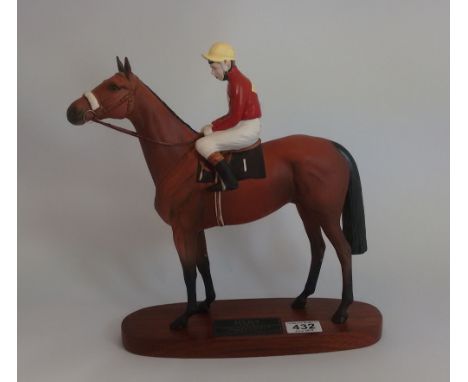 Beswick connoisseur model of Red Rum with Brian Fletcher up on wood base