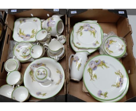 A Collection of Royal Doulton Glamis Thistle part dinner set to include dinner plates, servers, cups saucers, teapot, milk ju