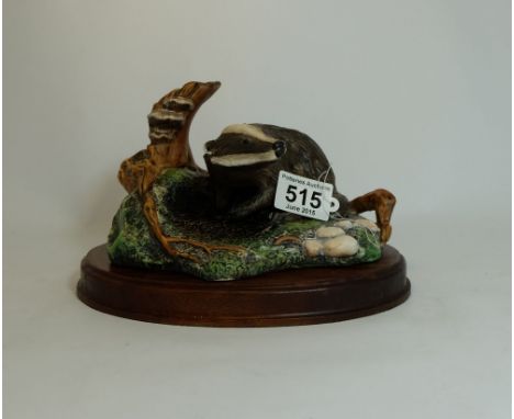Royal Doulton model of Badger DA8 on wood base
