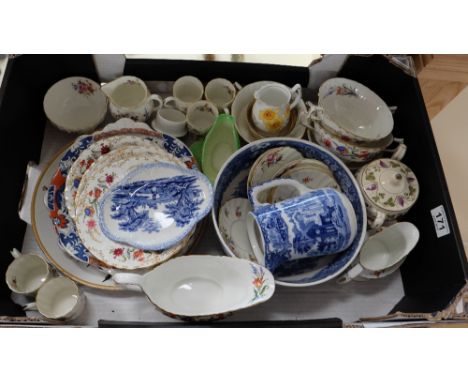 A collection of pottery to include Royal Crown Derby Chatsworth side plates, Oriental bowls, Royal Worcester Roanoke coffee s