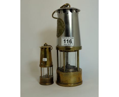 Eccles model GR6S Miners Lamp together with miniature decorative miners lamp (2)