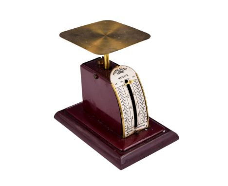 Vintage Excelite postal scales, Bakelite and tinplate, 10 cm high