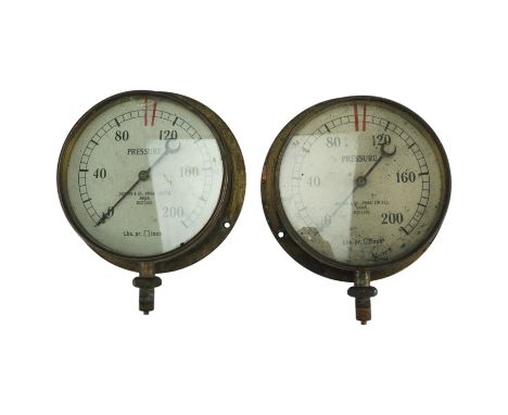 Two early 20th Century steam engine boiler gauges by Cochran &amp; Co Ltd of Annan, Scotland, together with one other pressur