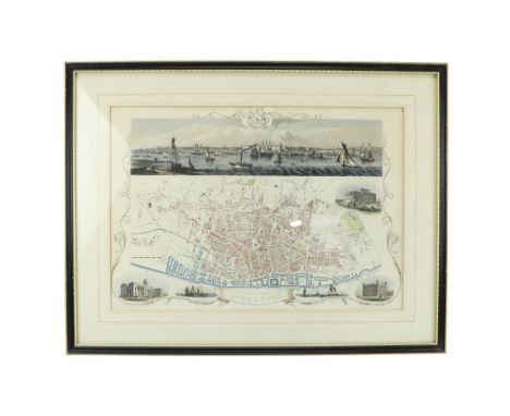 After Henry Winkles and John Rapkin (1801-1860 and 1813-1899)A 19th Century map of Liverpool with a panoramic view of the cit