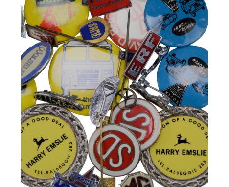 [ Classic car ] A collection of car marque, automotive transport, truck, tractor and crane manufacturers' promotional button,