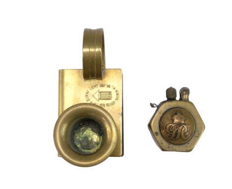 A Soho Dunny Light brass combined matchbox holder and chamber stick, by Soho Foundry, Sovereign Hill, Ballarat, Australia, to