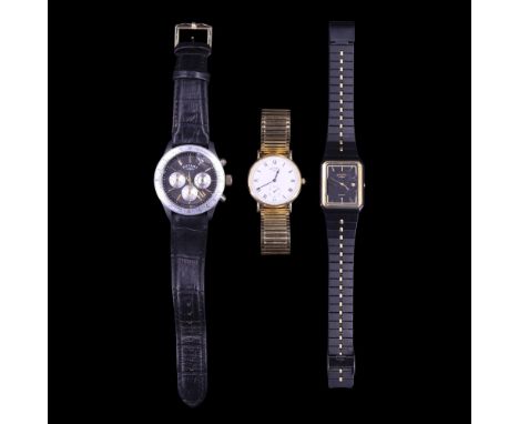 Three Rotary wristwatches, largest 42 mm excluding crown, (not running, may only require new batteries)