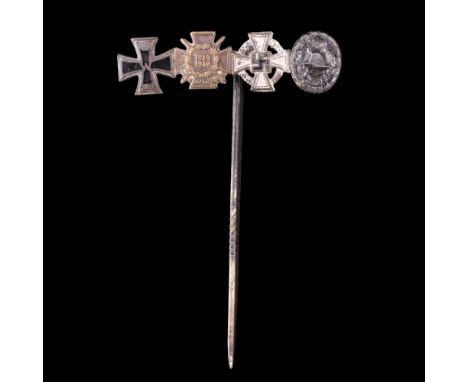 A German Third Reich Great War veteran's Iron Cross miniature medal group stick pin