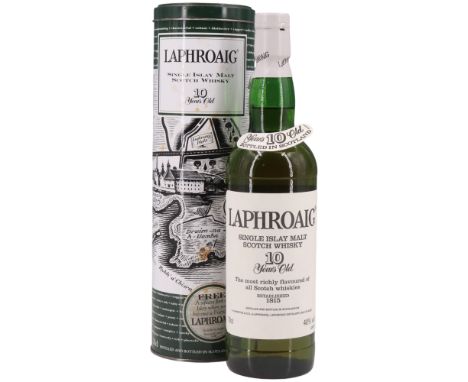 A vintage bottle of Laphroaig 10 Years Old Single Islay Malt Scotch Whisky, 1992-1994 (pre-Royal Warrant), 70 cl