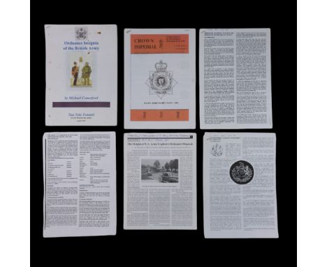 Michael Comerford, "Ordnance Insignia of the British Army", self-published, 2001, and related research material