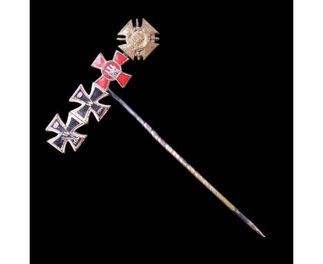 A German Third Reich period Great War veteran's medal miniatures stick pin including Iron Cross first and second class and a 