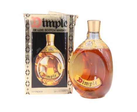 A bottle of Haig Dimple De Luxe Scotch Whisky, 70% proof, 26 2/3 fl oz, in carton